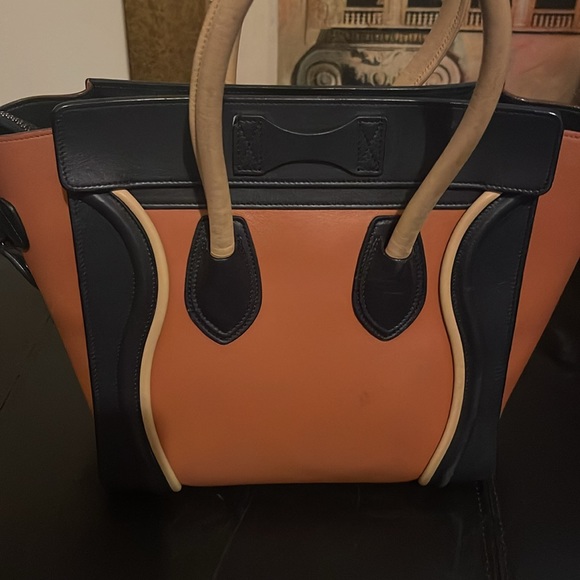 Celine Tricolor Micro Luggage Calfskin Leather Tote. - Picture 4 of 9